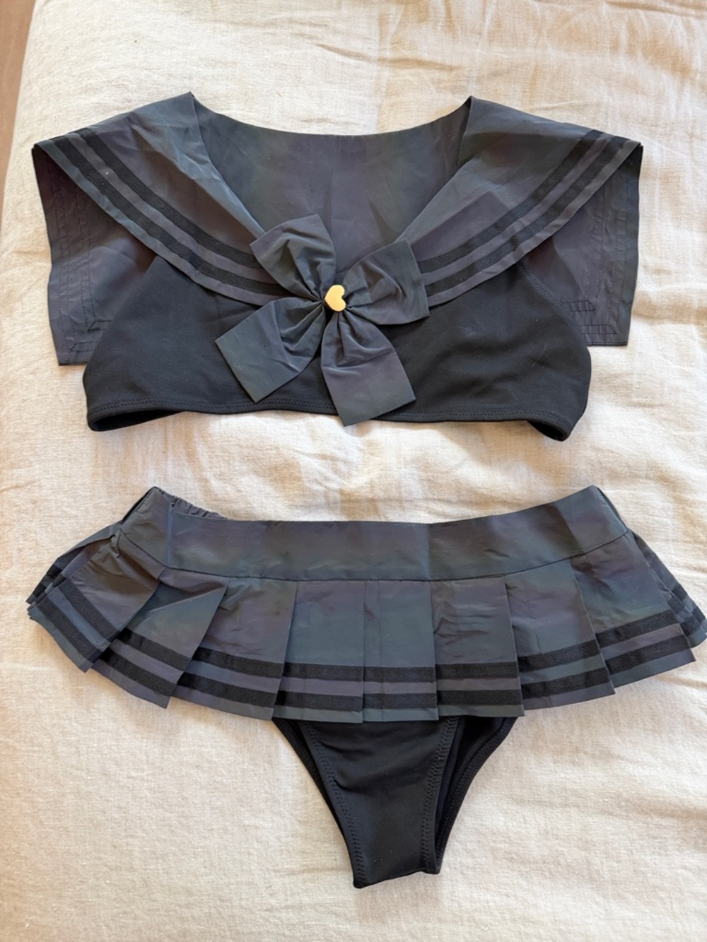 Black Sailor-Inspired Two-Piece Raver Set